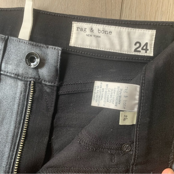 Rag and Bone Gunmetal Metallic Silver Rockstar Skinny Jeans - Picture 4 of 6